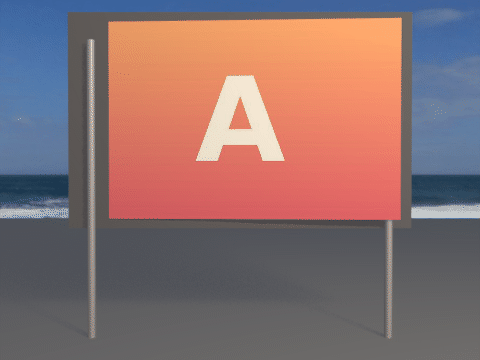 Billboard at sunset with photo on board